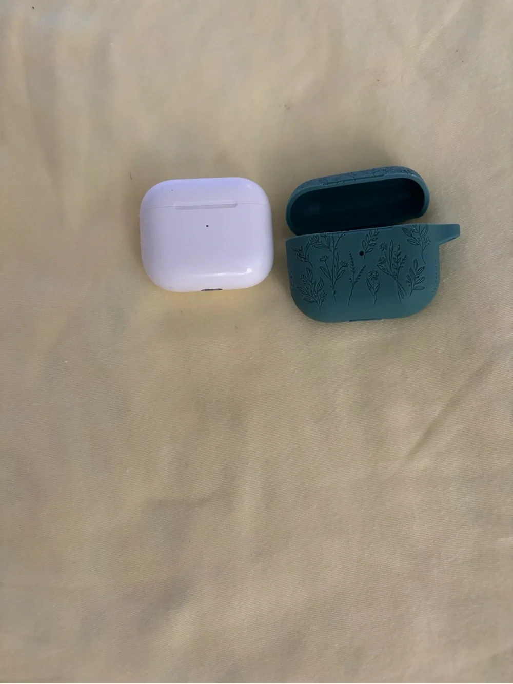 Apple White AirPods Pro Case with Teal Floral Silicone Cover